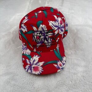 Lake Norfolk Marina Henderson Arkansas Floral Red Hat Cap Adjustable OSFA‎